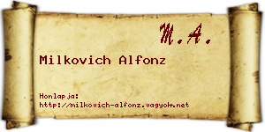 Milkovich Alfonz névjegykártya